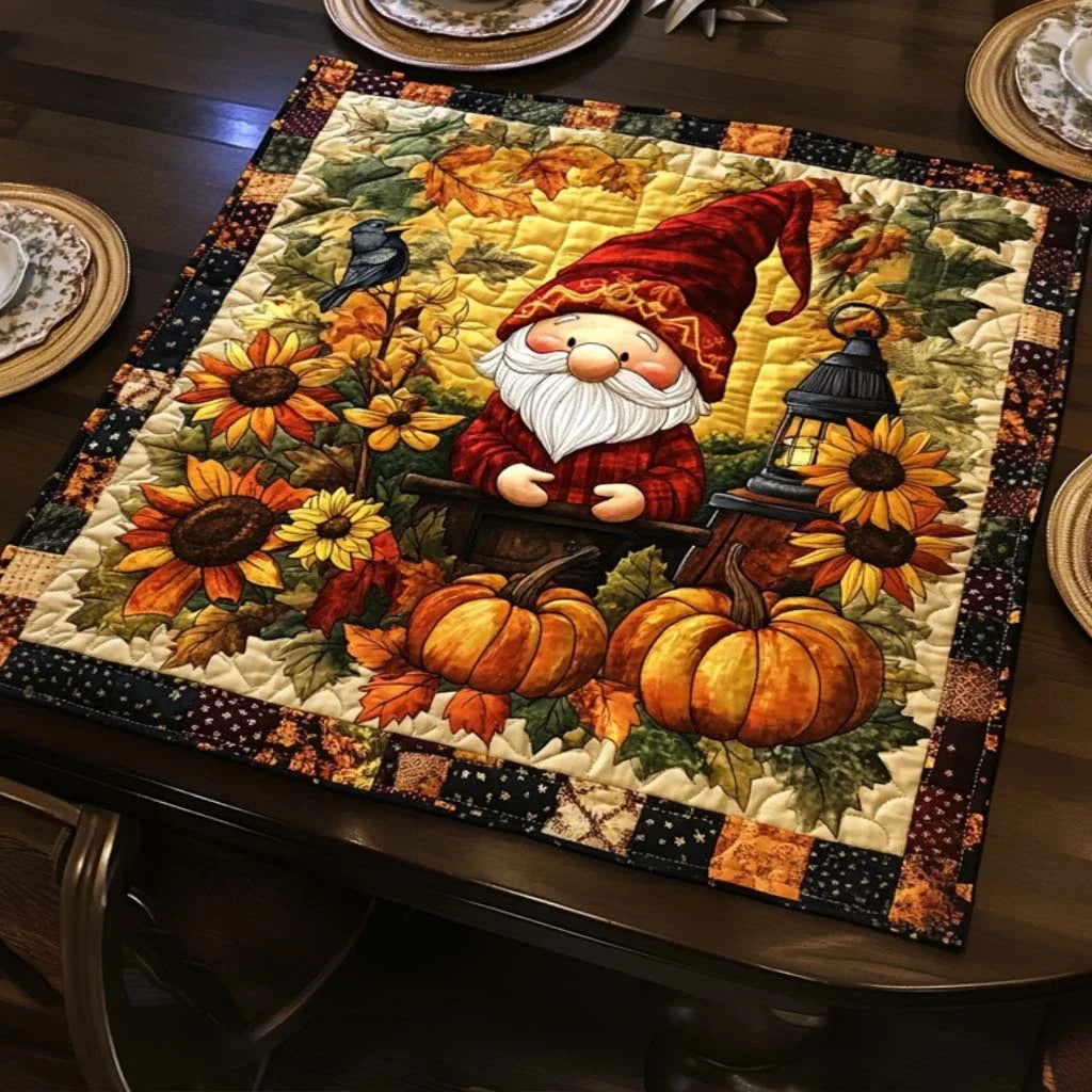 Cozy Gnome Days Quilted Table Topper