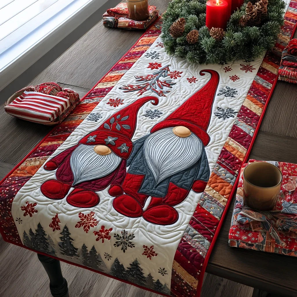 Cozy Gnome Quilted Table Runner