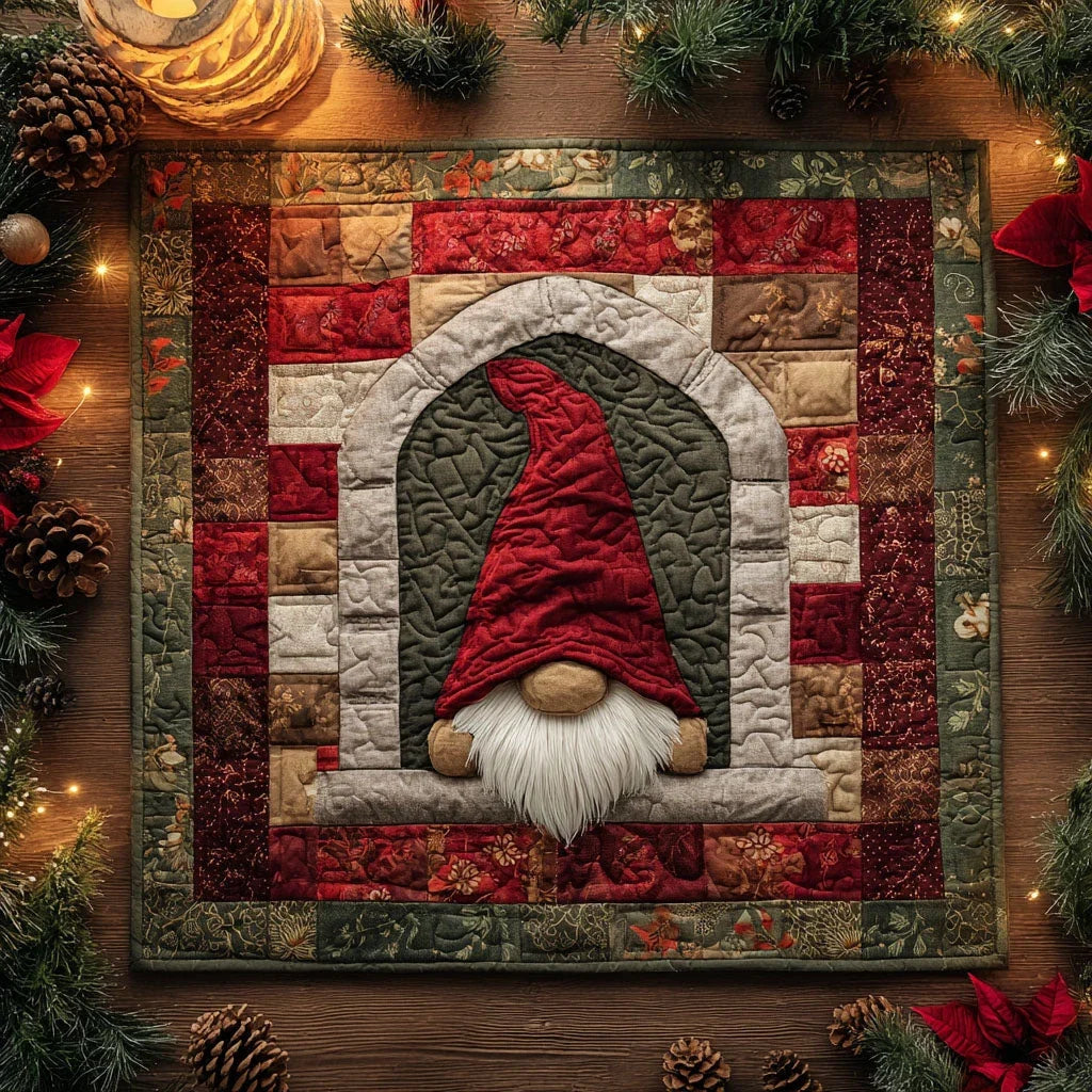 Cozy Gnome Quilted Table Topper