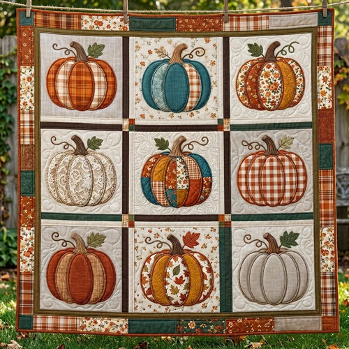 Cozy Harvest Pumpkin Quilt Blanket