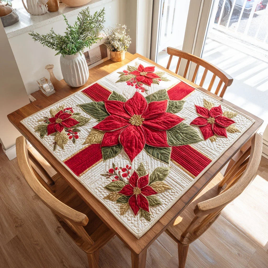Cozy Holly Quilted Table Topper