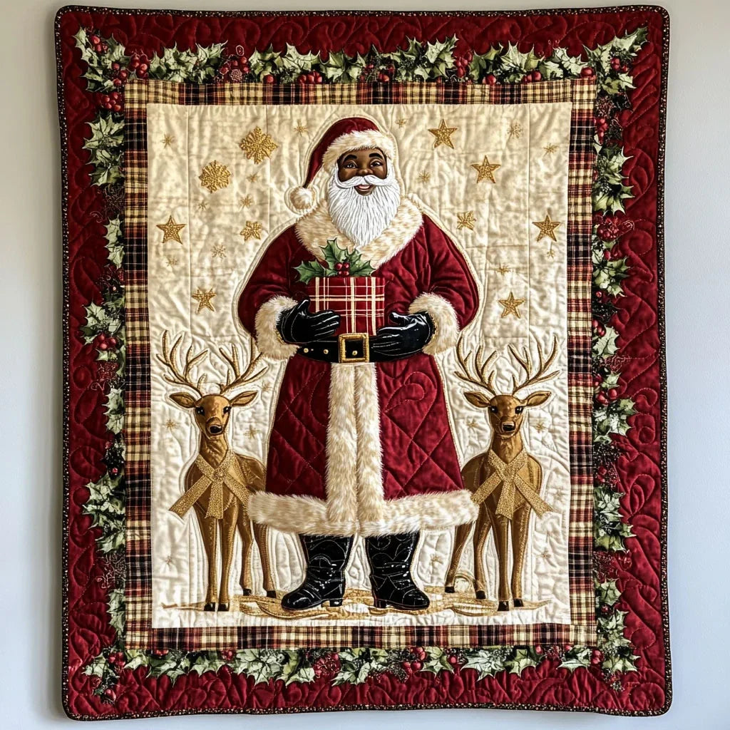 Cozy Home Black Santa Claus Quilt Blanket