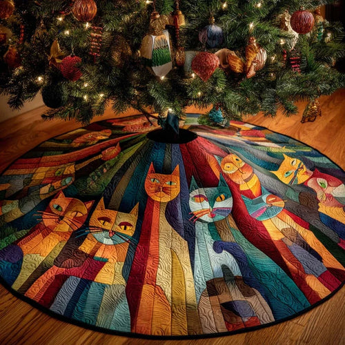 Cozy Kitty Trio Quilted Tree Skirt