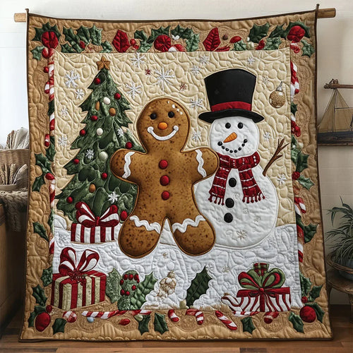 Cozy Lights Gingerbread Quilt Blanket