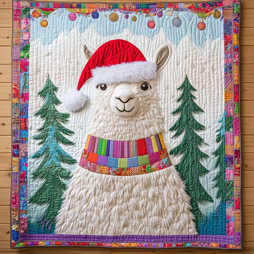 Cozy Llama Christmas Quilt Blanket