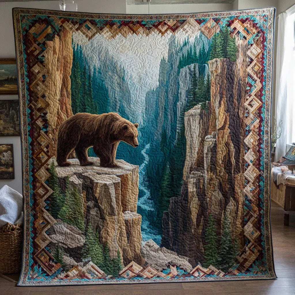 Cozy Mountain Bear Quilt Blanket