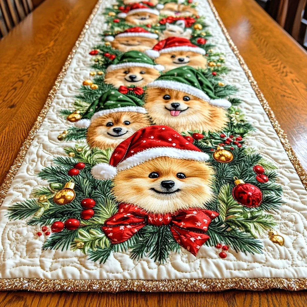 Cozy Pom Quilted Table Runner