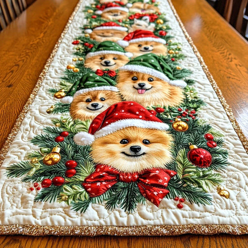 Cozy Pom Quilted Table Runner