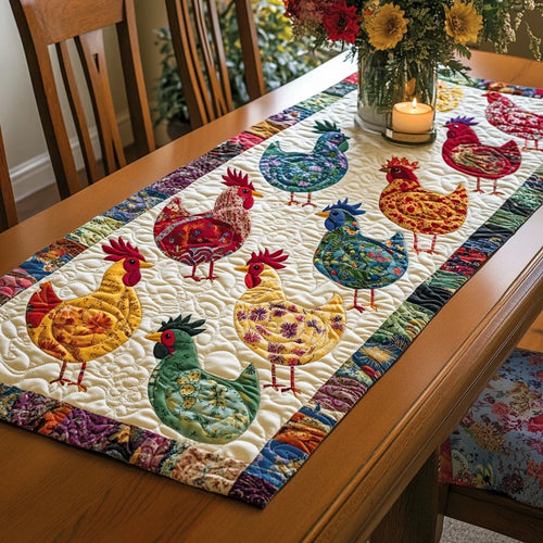 Cozy Rooster Quilted Table Runner