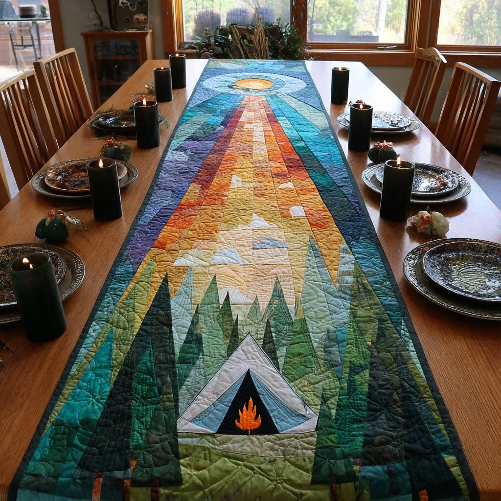 Cozy Tent Nights Quilted Table Runner