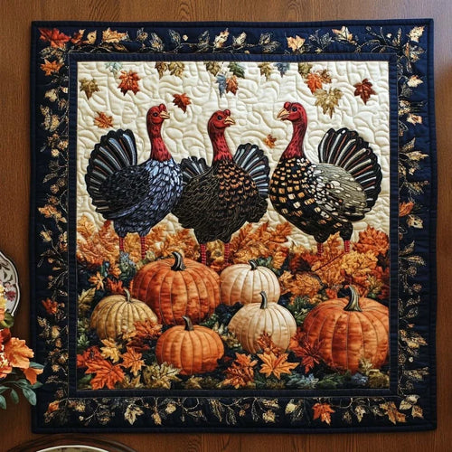 Cozy Turkey Gathering Quilted Table Topper
