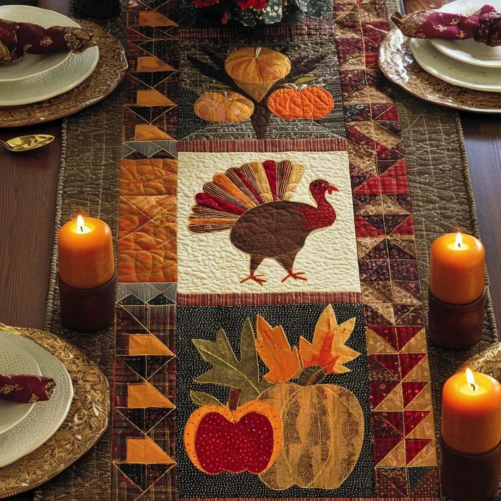 Cozy Turkey Quilted Table Runner