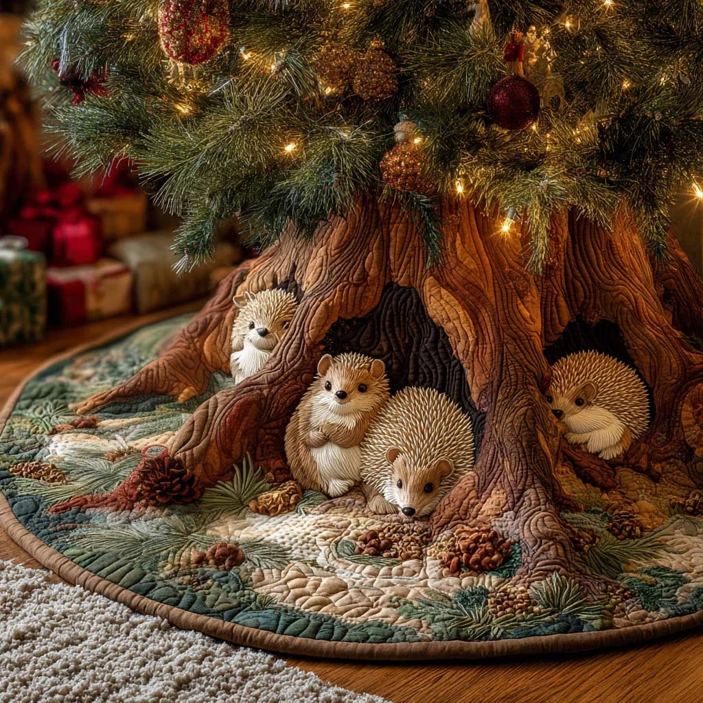Cozy Woodland Christmas Quilted Tree Skirt