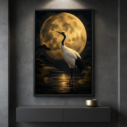 Crane Moonrise Canvas Wall Art