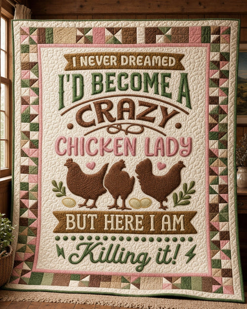Crazy Chicken Lady Quilt Blanket - Quilted Blanket by Wild and Way