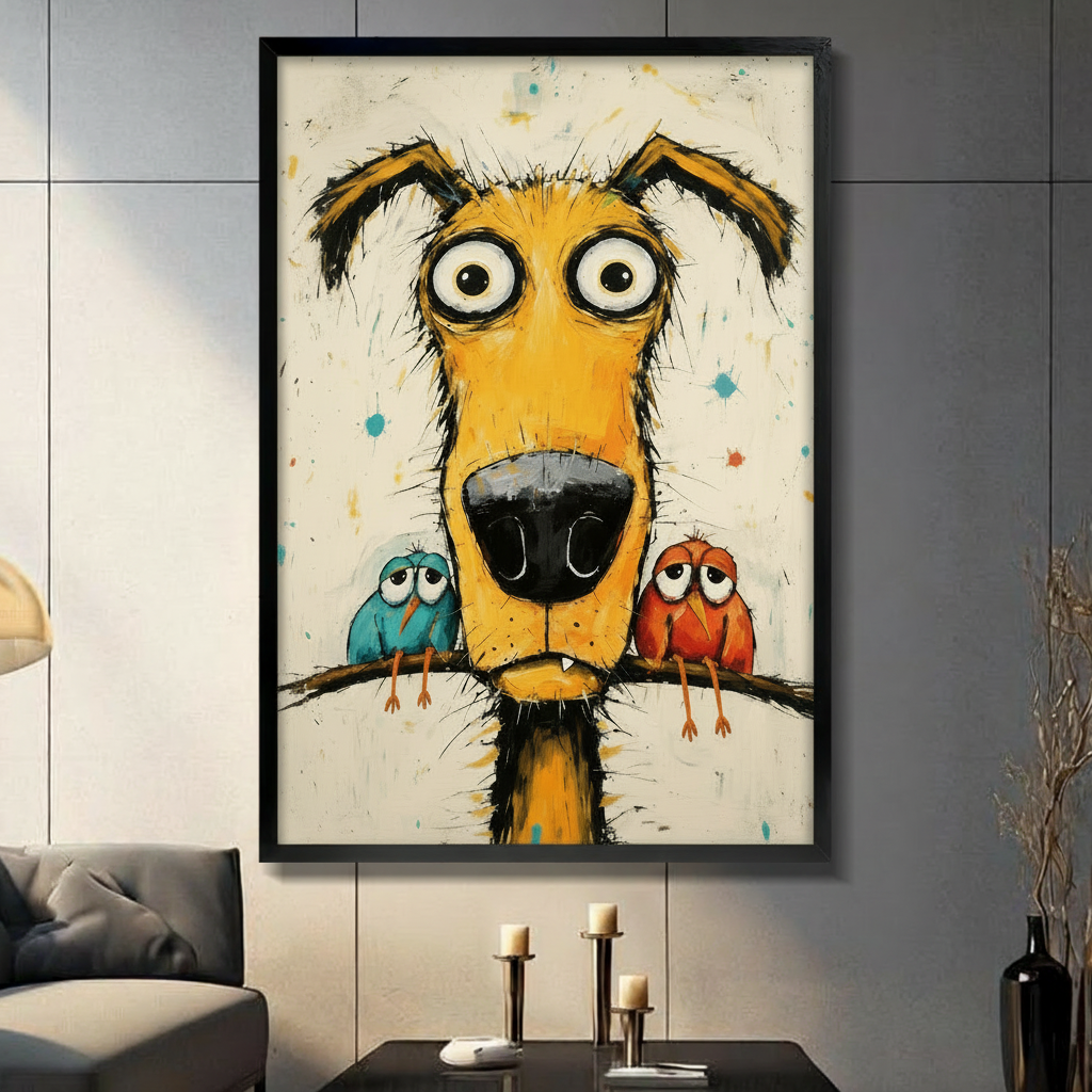 Crazy Dog Graffiti Funny Canvas Wall Art