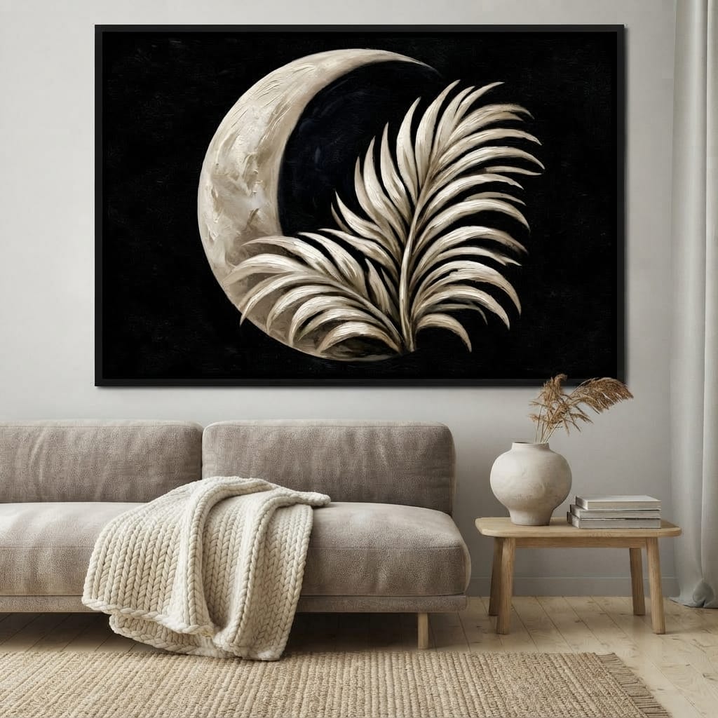 Crescent Shadow Over The Fallen Frond Canvas Wall Art
