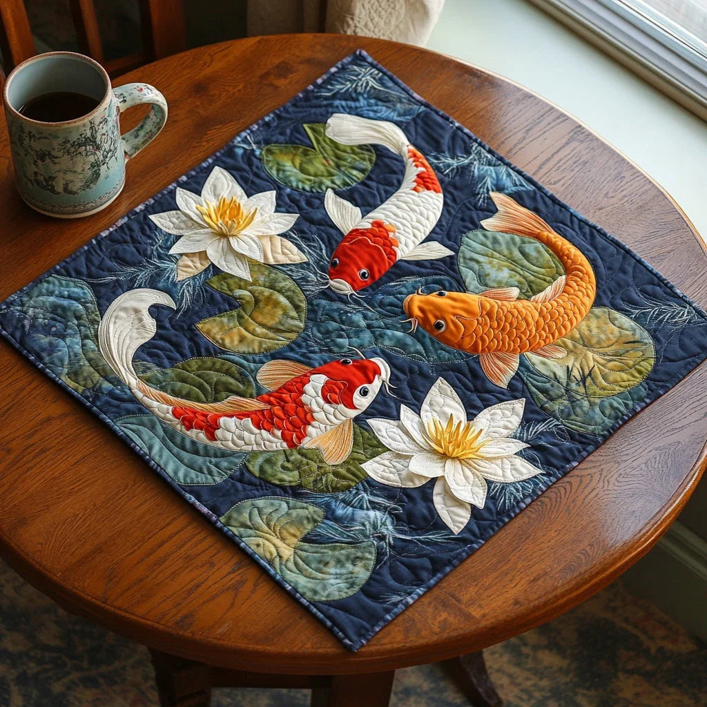 Crimson Drift Quilted Table Topper
