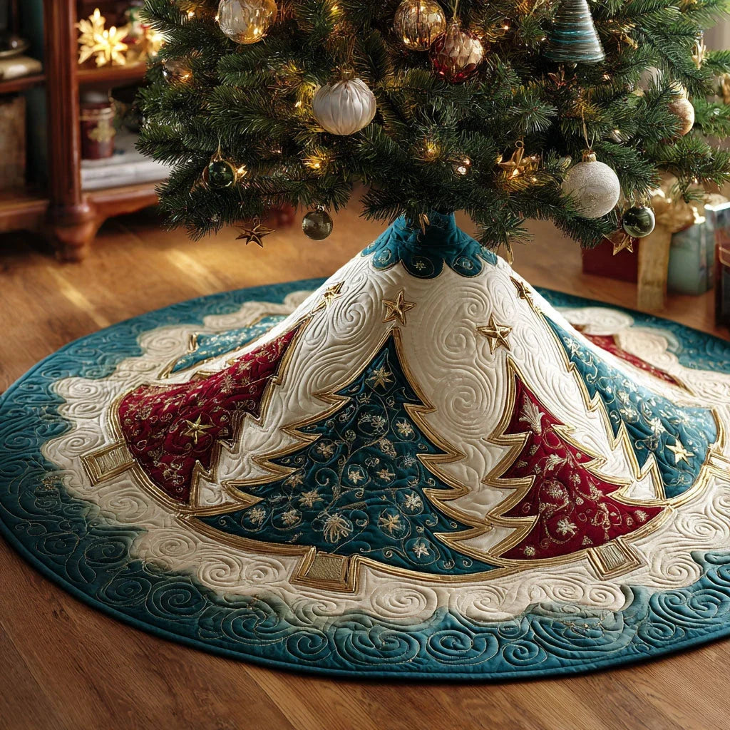 Crimson Frost Quilted Tree Skirt