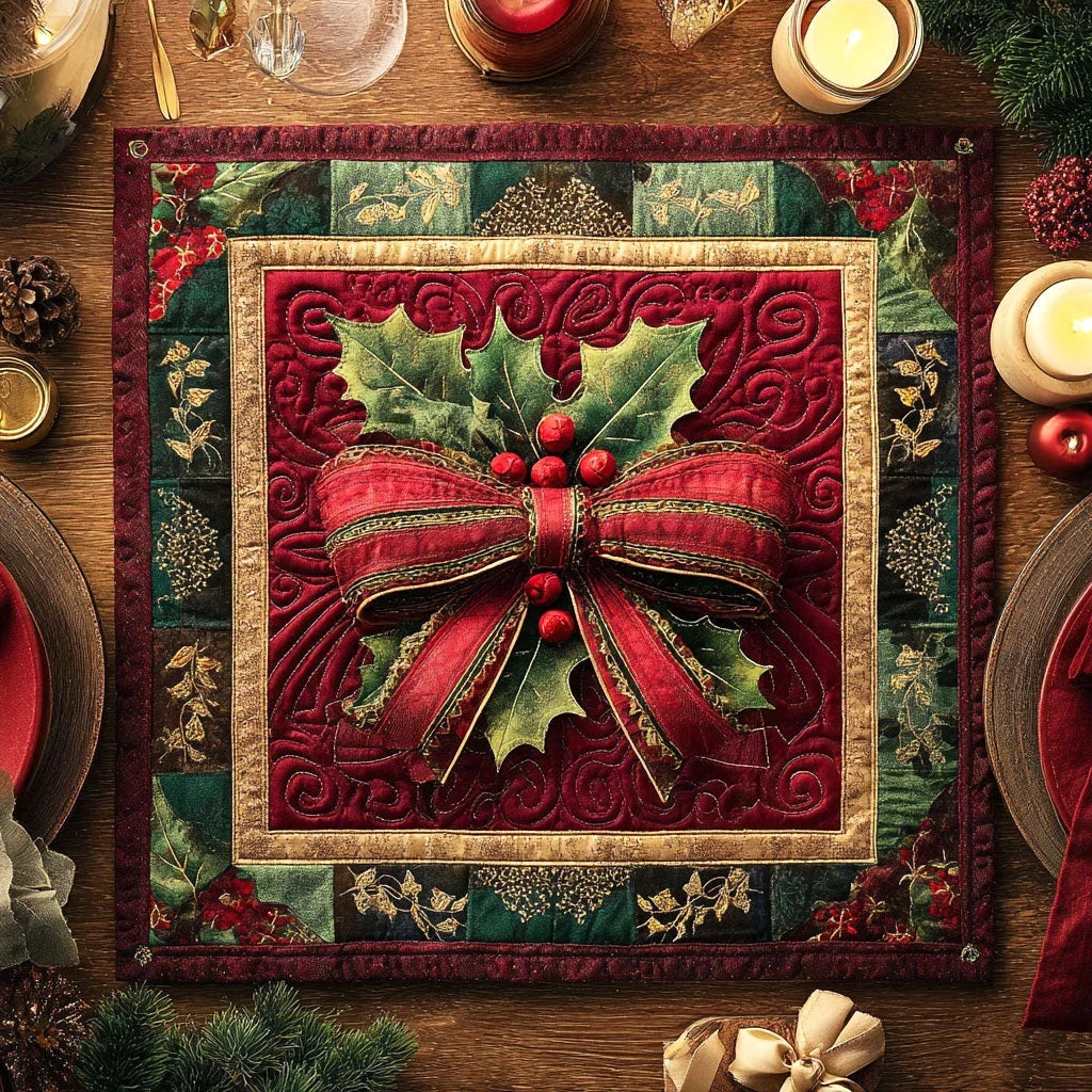 Crimson Joy Quilted Table Topper