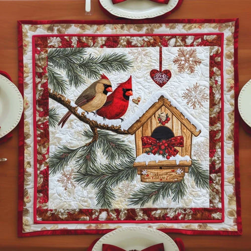 Crimson Pair Quilted Table Topper