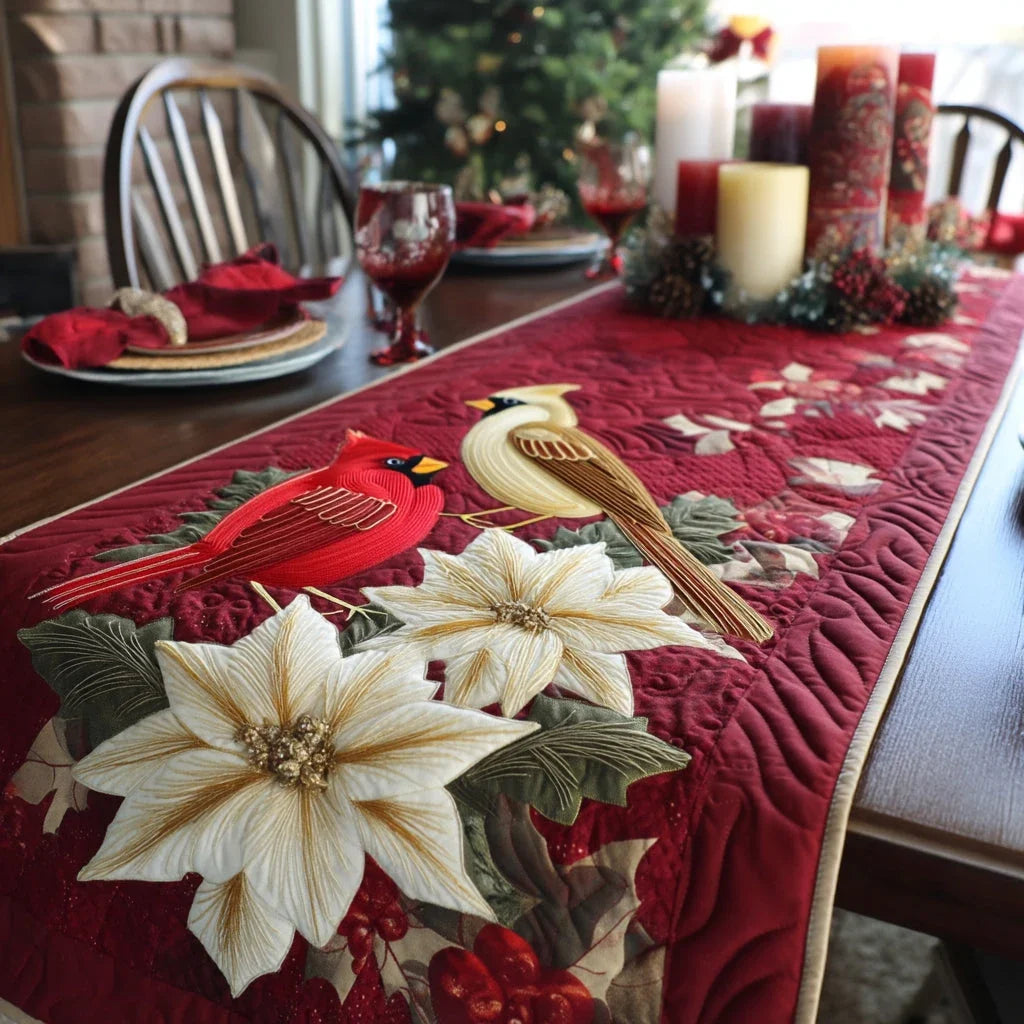 Crimson Perch Quilted Table Runner