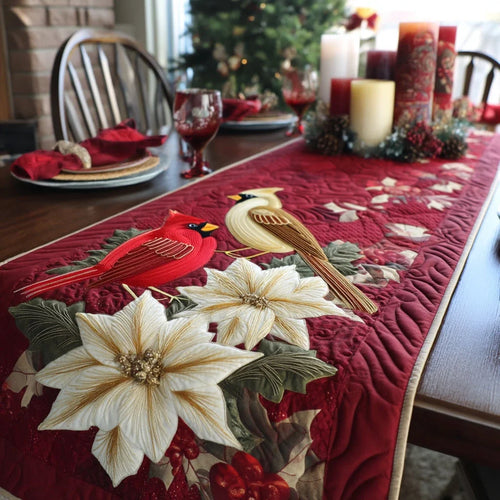 Crimson Perch Quilted Table Runner