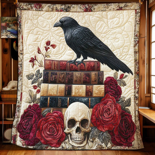 Crimson Raven Quilt Blanket