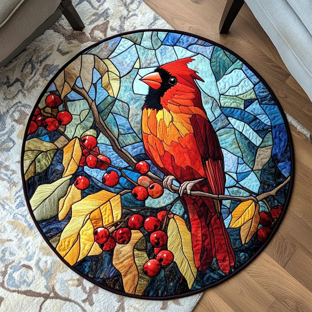 Crimson Serenade Quilted Round Mat