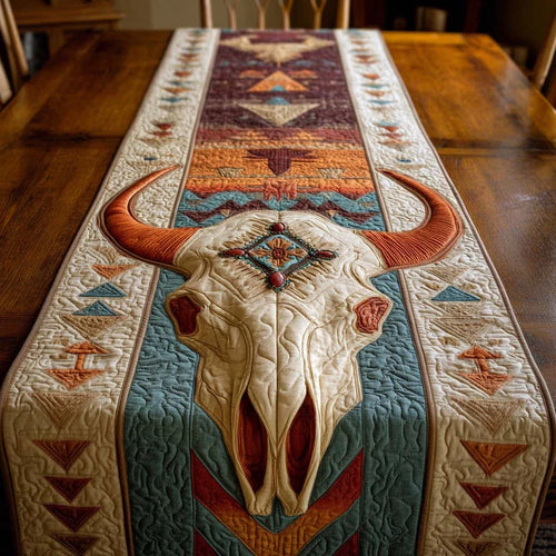 Crimson Spirit Skull Quilted Table Runner