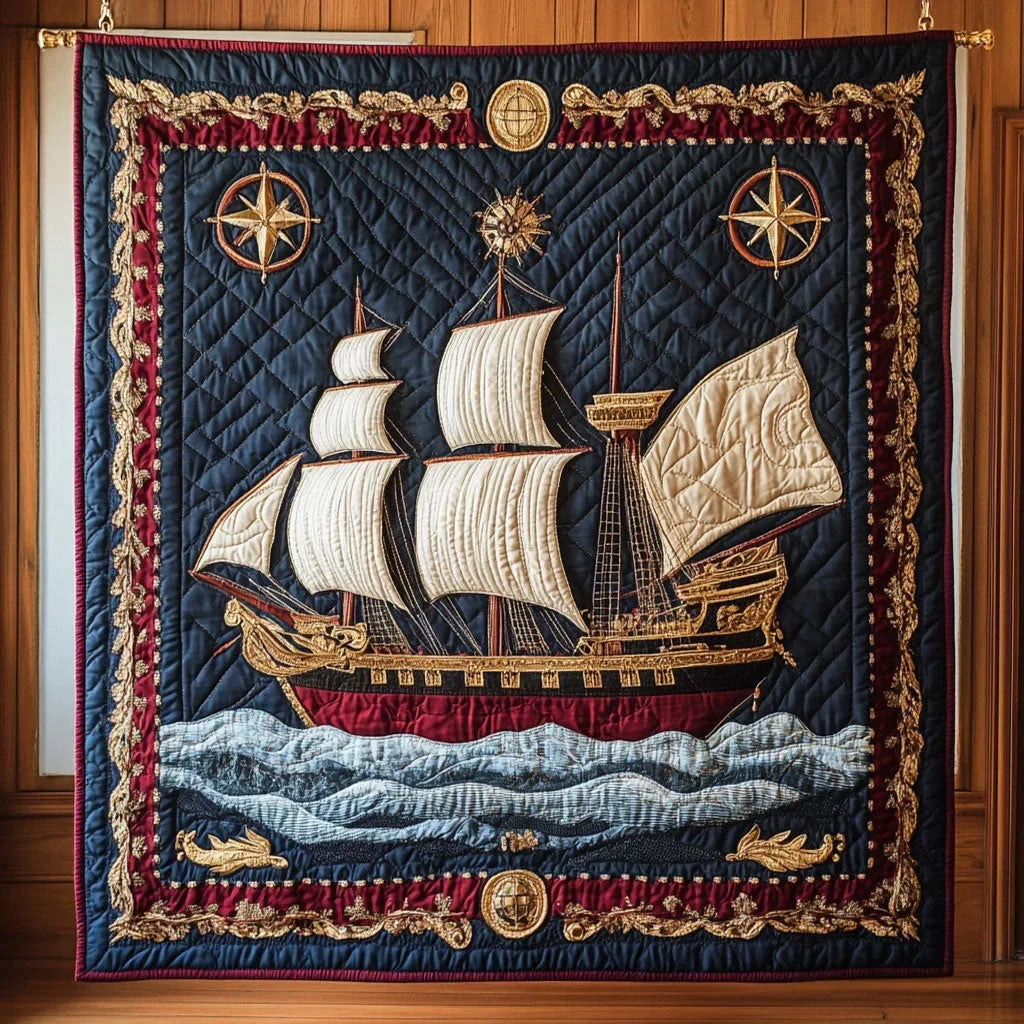 Crimson Voyager Quilt Blanket