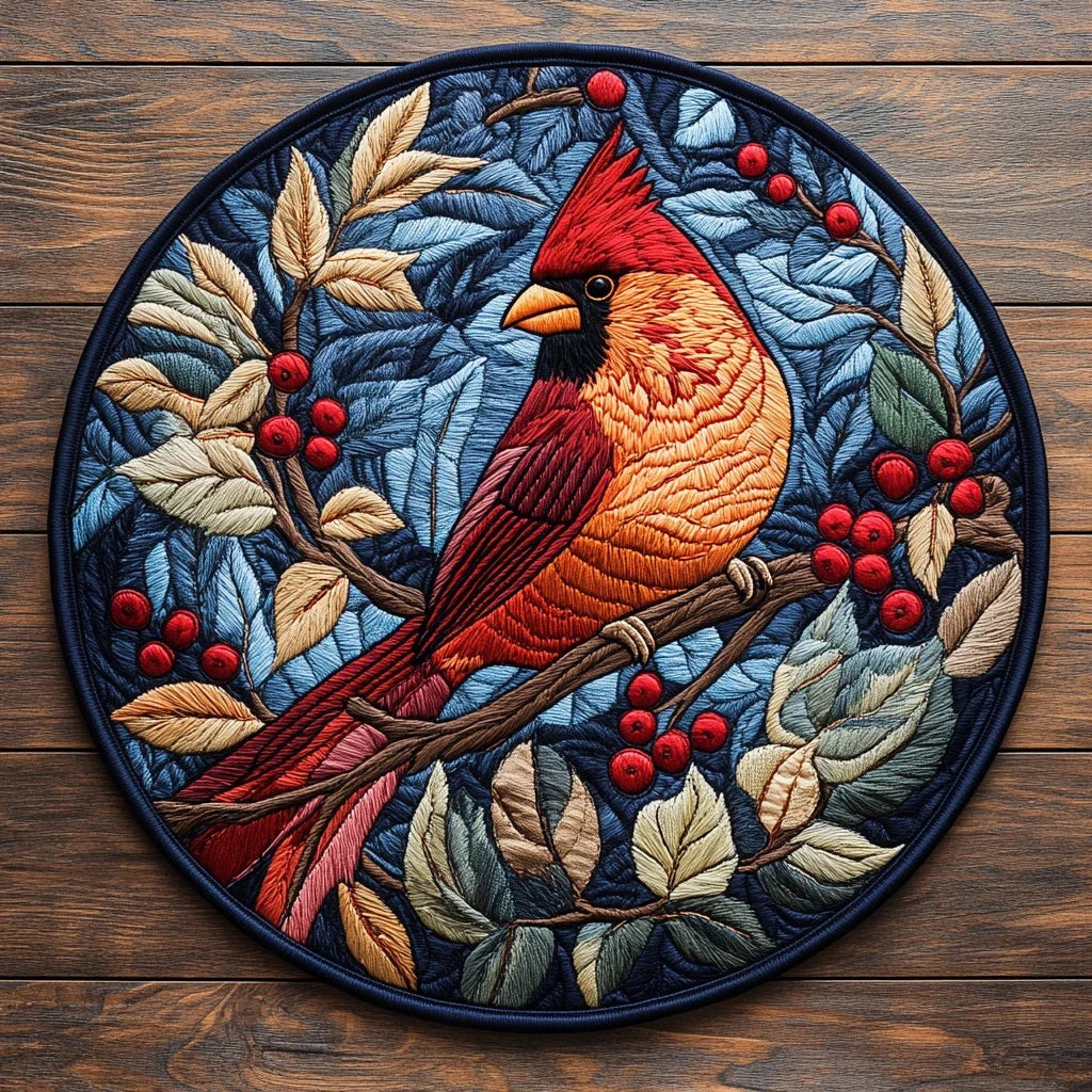 Crimson Wings Quilted Round Mat