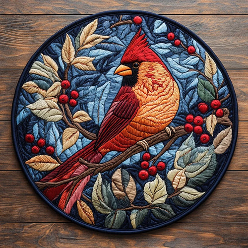 Crimson Wings Quilted Round Mat