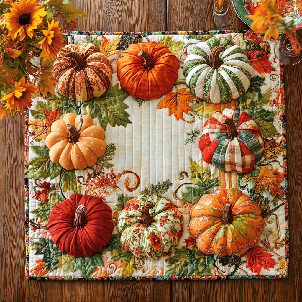 Crisp Harvest Quilted Table Topper