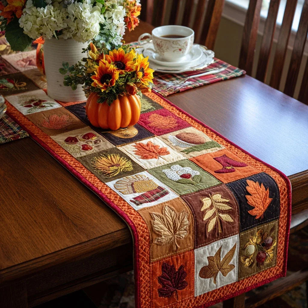 Crisp Leaves Quilted Table Runner