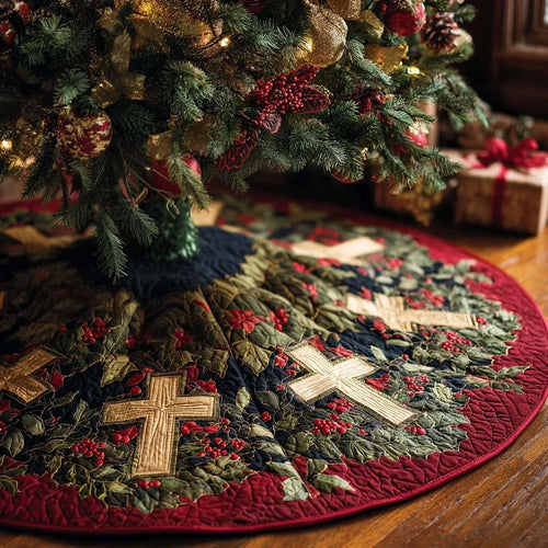 Cross Harmony Christmas Quilted Tree Skirt