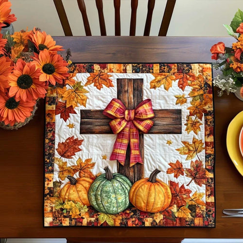 Cross of Thanks Quilted Table Topper
