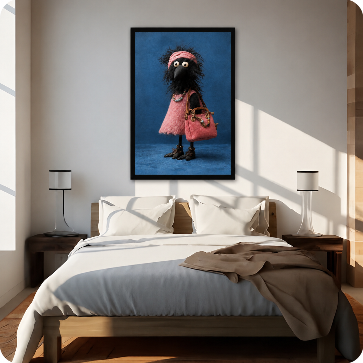 Chic Crow Fashion Pink Dress Canvas Wall Art