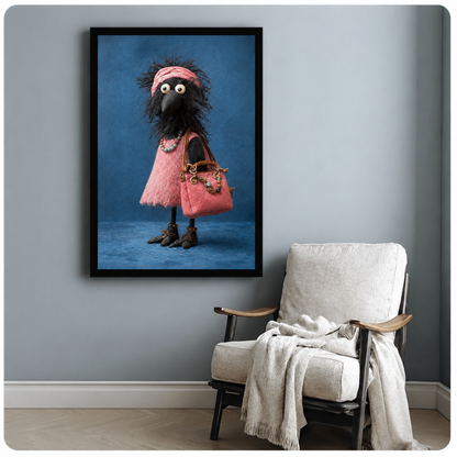 Chic Crow Fashion Pink Dress Canvas Wall Art