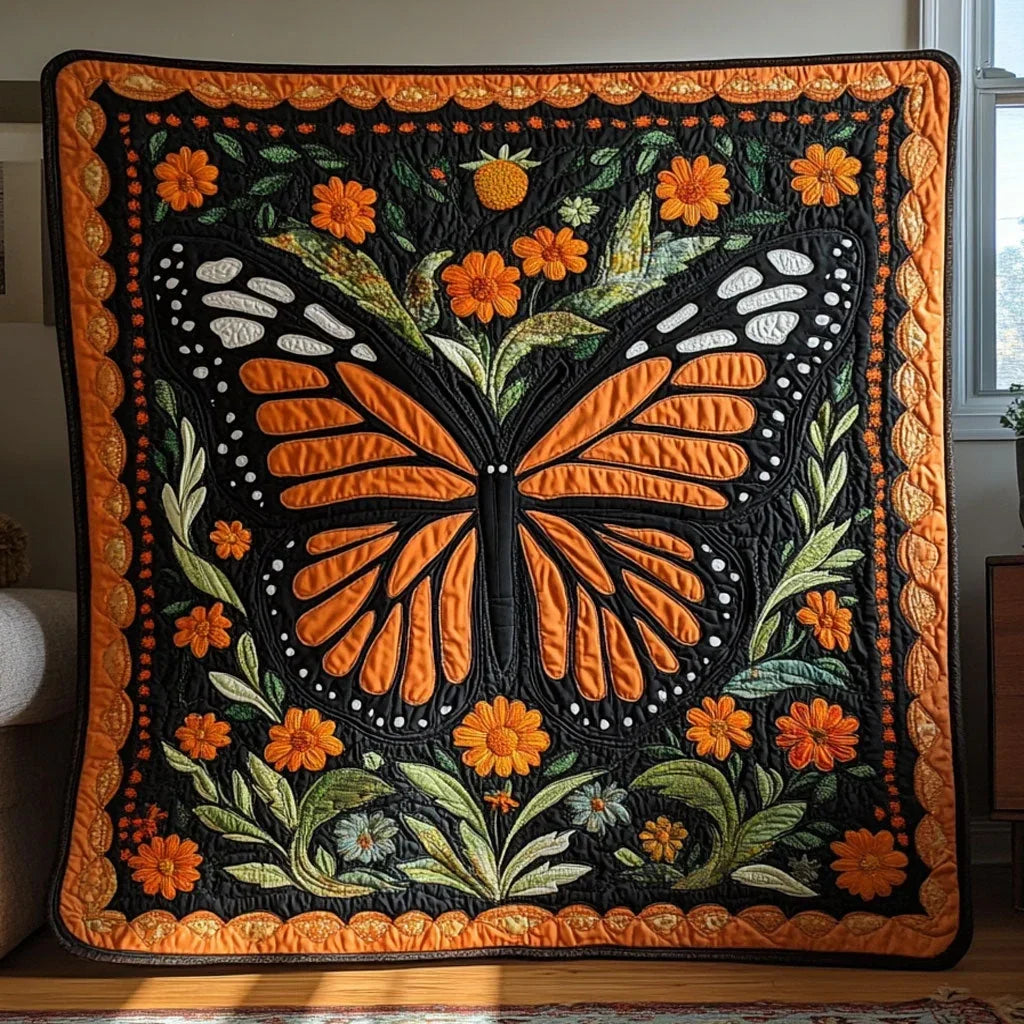 Crowned In Orange Quilt Blanket