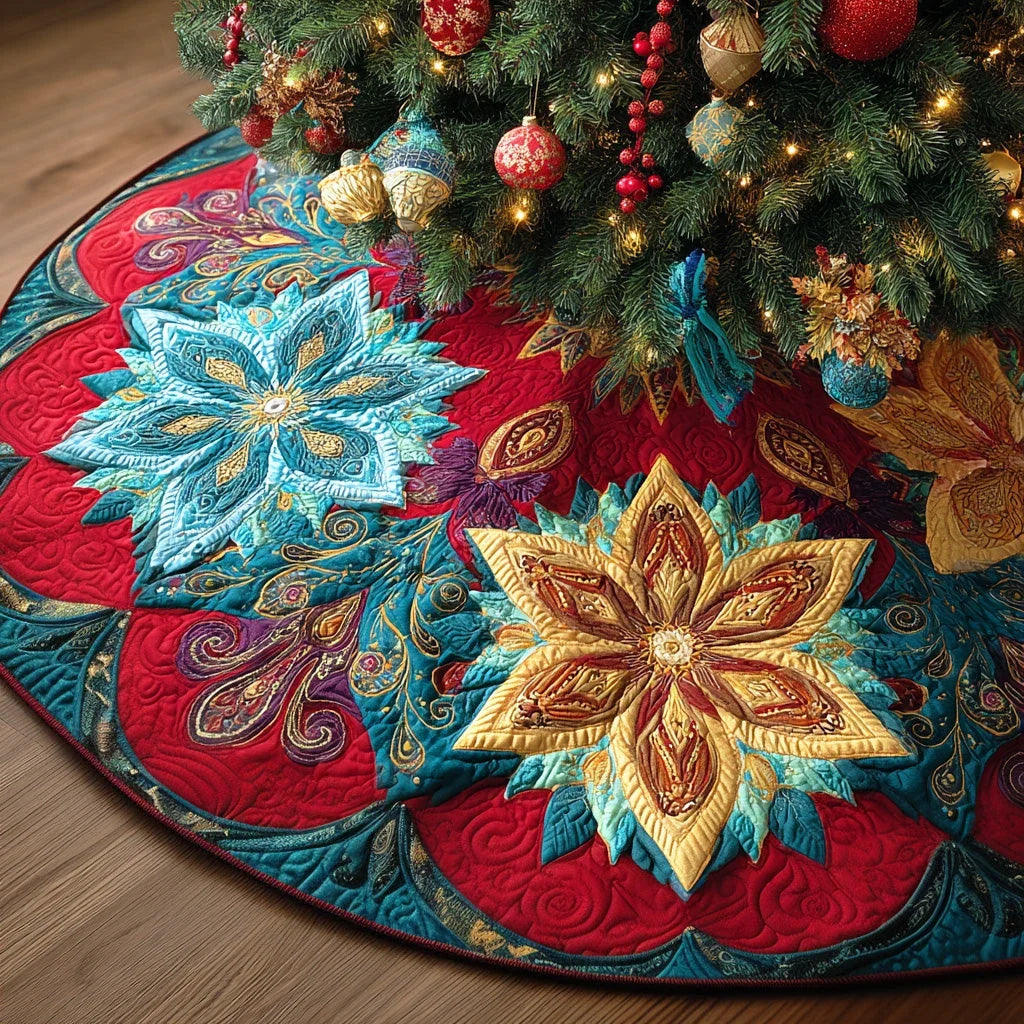 Crystal Flake Dance Christmas Quilted Tree Skirt