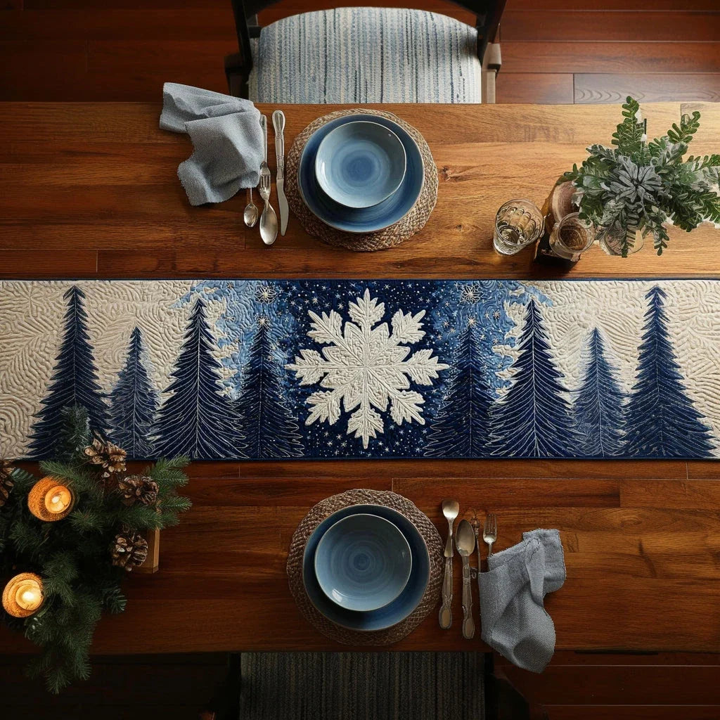 Crystal Snowflake Center Quilted Table Runner