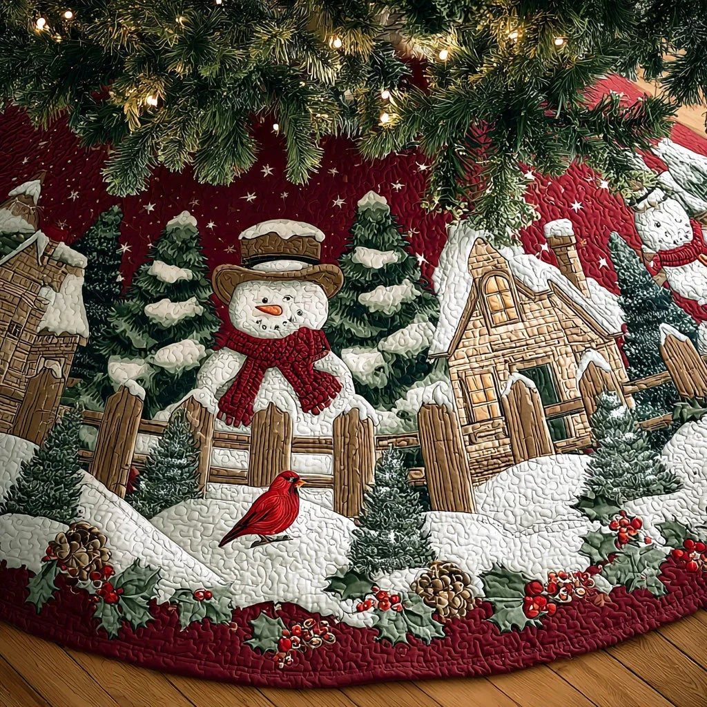 Crystal Winter Field Christmas Quilted Tree Skirt