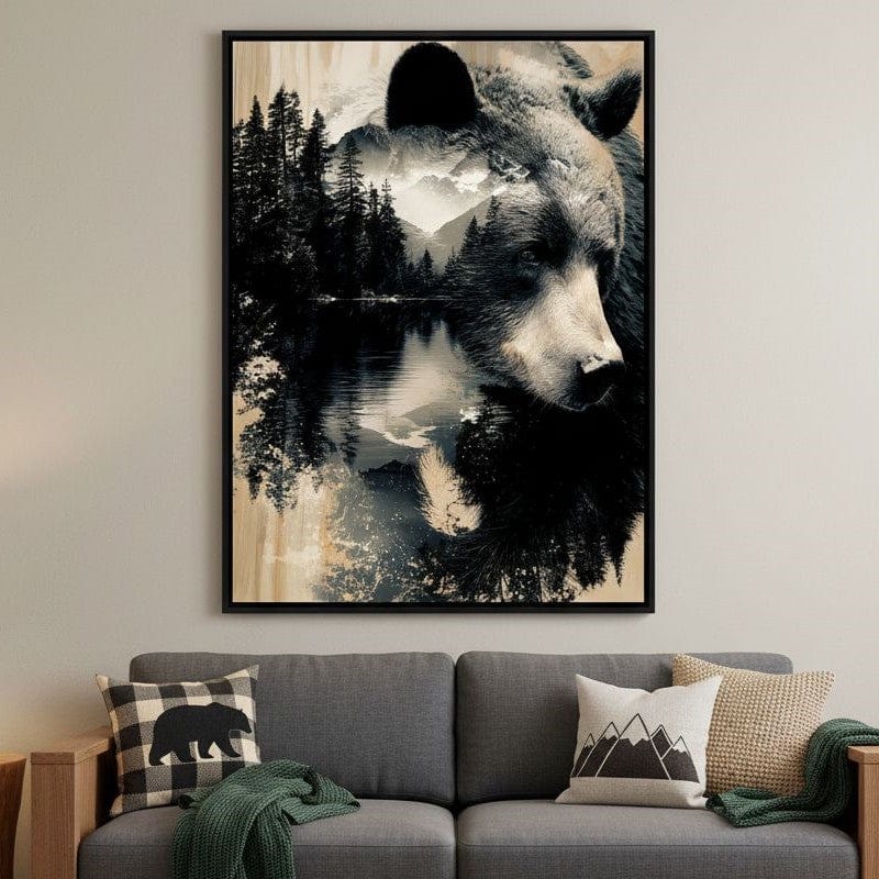 Wild Pines Bear Reflection Canvas Wall Art