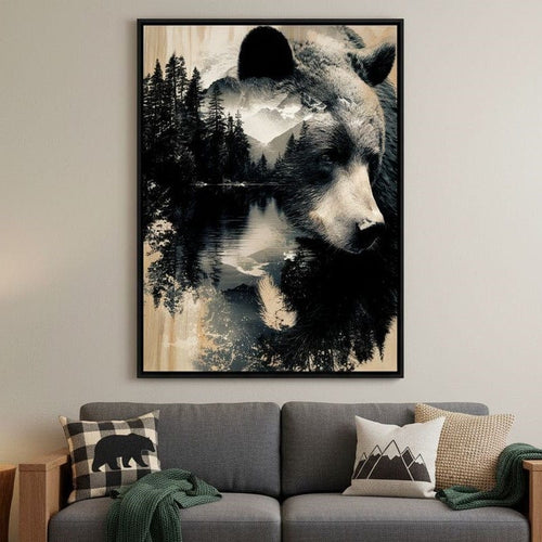 Wild Pines Bear Reflection Canvas Wall Art