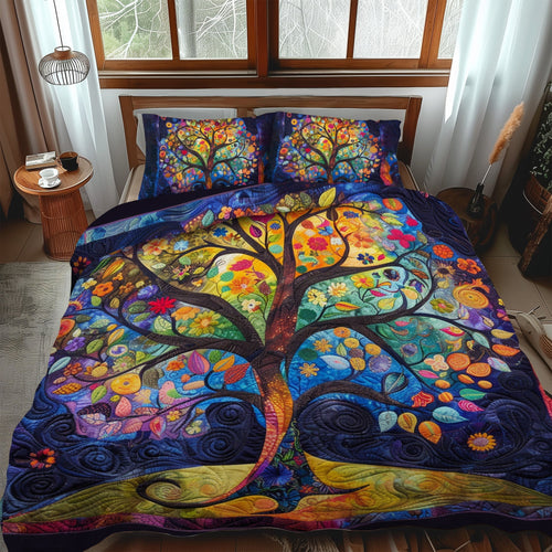 Ornate Celtic Tree Of Life 3-Piece Quilted Bedding Set - Single (59" x 70")