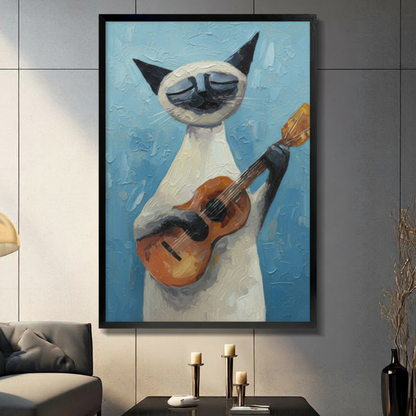 Siamese Cat Guitar Cubist Canvas Art Wall Art