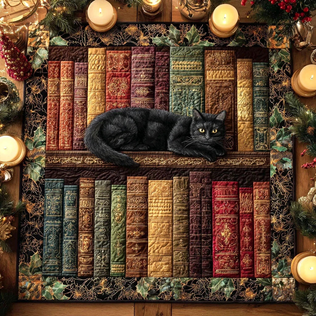 Curled Cat Quilted Table Topper