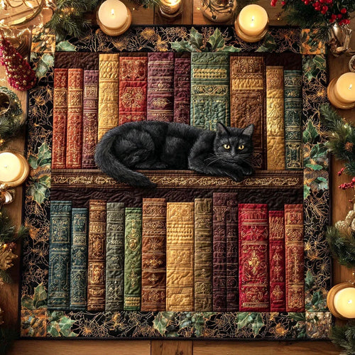 Curled Cat Quilted Table Topper