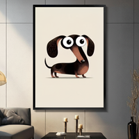Cute Dachshund Big Eyes Funny Canvas Wall Art